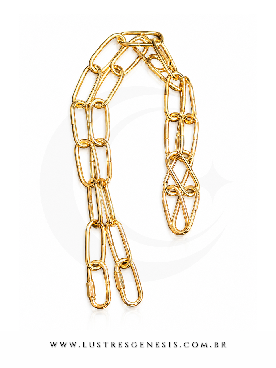 Corrente de Ferro para Lustre Cromado e Dourado 1,00m 4mm com 2 Mosquetoes, Sala de Jantar, Sala de Estar, Cozinha, Quarto